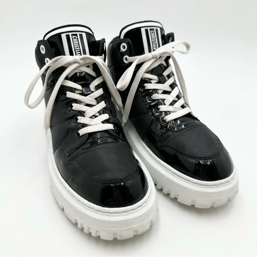 Dior D-Player High Top Quilted Nylon Sneakers Women’s